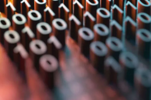 Abstrakt bild av ettor och nollor. Illustration.
